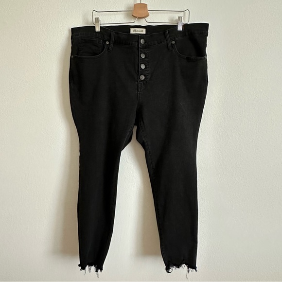 Madewell Black Skinny High-Rise Distressed Button-Fly Jeans Plus Size 35P - Picture 14 of 14